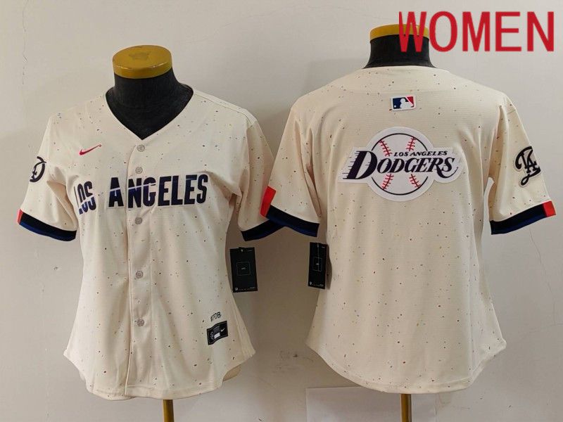 Women Los Angeles Dodgers Blank Cream Fashion Nike Game MLB Jersey style 62911->women mlb jersey->Women Jersey